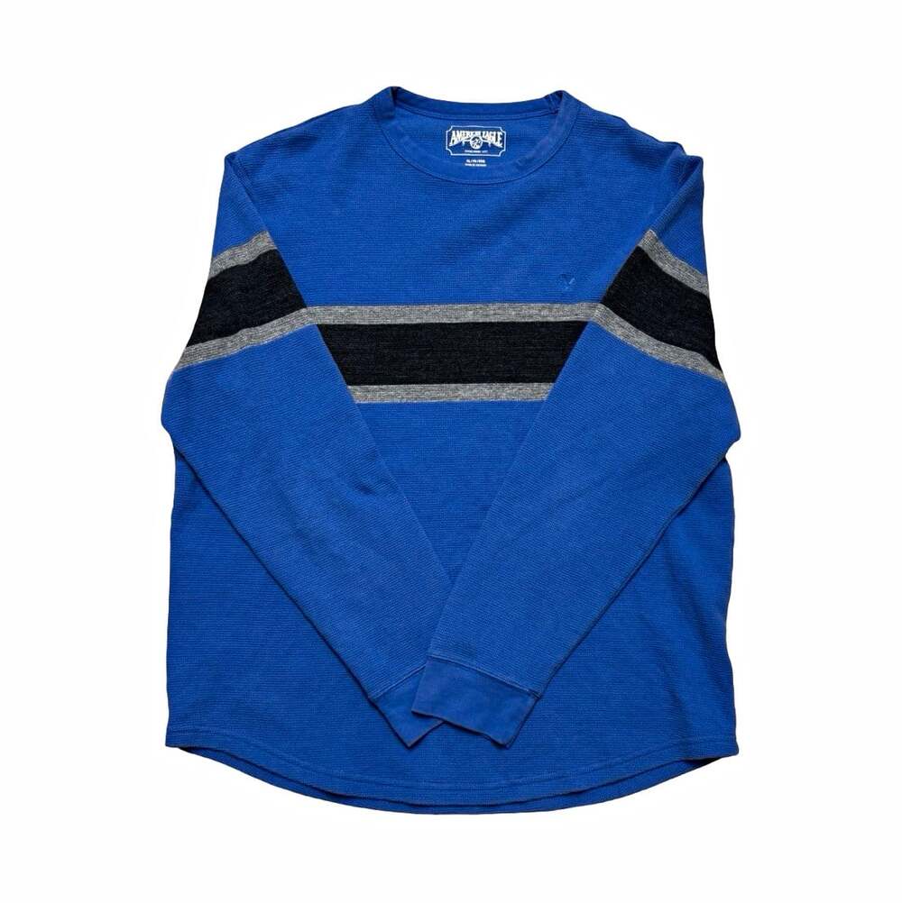 American Eagle Outfitters Knit Crewneck Pullover Sweater Men’s XL Blue Striped